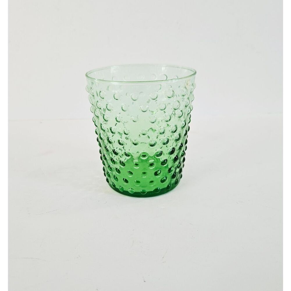 Vintage Green Glass Ombre Textured Hobnail Tumbler Juice Glass Fenton Klimchi?